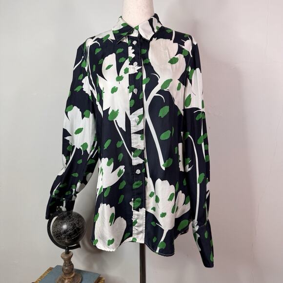 Monse Floral Button Up Top Cut Out Slashed Back Deconstructed Size 6 Bold Floral - Picture 2 of 14